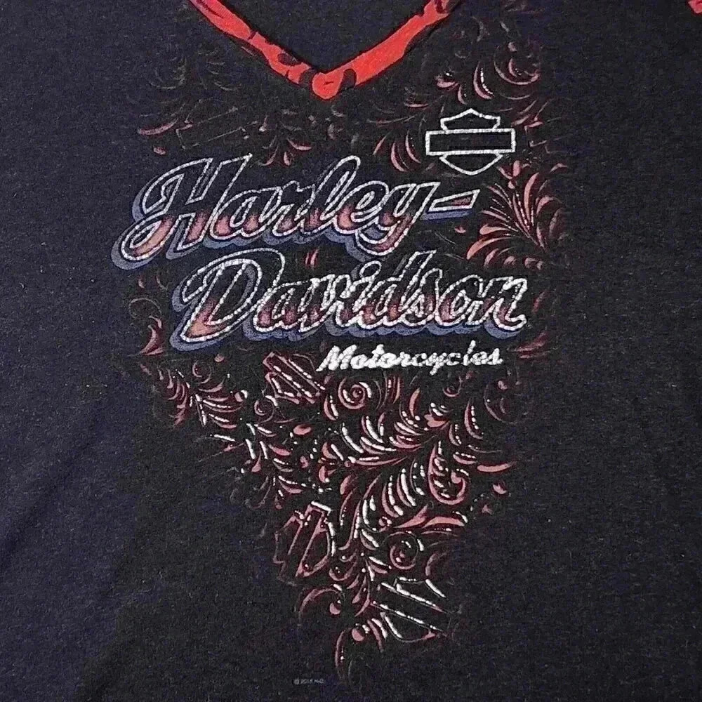 Harley-Davidson Women's Tee 3/4 Sleeves w/Burnout Logo Large Barnett El Paso, TX - Picture 2 of 16